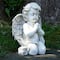 13.5" Gray Kneeling Praying Cherub Angel Outdoor Statue